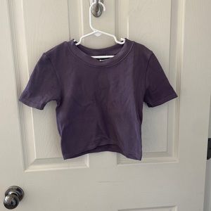 Zara purple ribbed short sleeve shirt